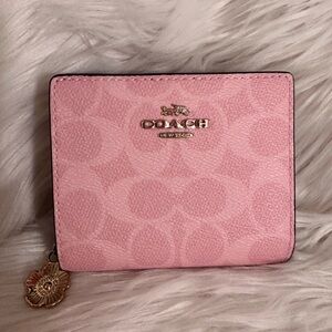 Coach Pink Signature Snap Wallet